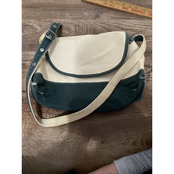 SET VTG LL Bean Boat & Tote Canvas Bag Large Blue Name READ 22x14 +purse FLAWS - Picture 13 of 16